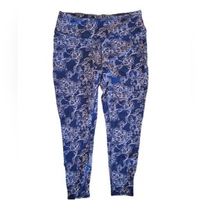 Soft Surroundings Women's‎ Blue Floral Stretch Pull On Leggings Size Medium